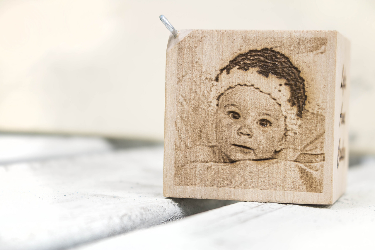 Photo Engraved Wood Block Ornament